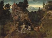 AMSTEL van Jan A Mountainous Landscape With Leda And Her Hatchlings, Saint Antony Abbot AMSTEL van Jan A Mountainous Landscape With Leda And Her Hatchlings, Saint Antony Abbot