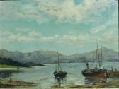 AMSTEWART A Bay Scene With Two Boats AMSTEWART A Bay Scene With Two Boats