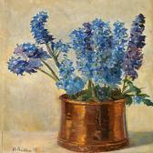 ANCHER Helga Larkspur In A Copper Pot ANCHER Helga Larkspur In A Copper Pot