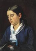 ANCHER Michael Portrait Of Anna Ancher In A Blue Dress And A White Collar With A Brooch ANCHER Michael Portrait Of Anna Ancher In A Blue Dress And A White Collar With A Brooch