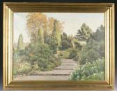 ANDERSEN Frederik Georg Landscape Of A Garden With Stairs. ANDERSEN Frederik Georg Landscape Of A Garden With Stairs.