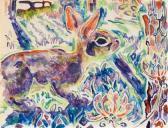 ANDERSON Walter Inglis Rabbit With Wild Azalea ANDERSON Walter Inglis Rabbit With Wild Azalea