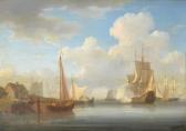 ANDERSON William A Tranquil Estuary Scene With Figures Unloading A Barge ANDERSON William A Tranquil Estuary Scene With Figures Unloading A Barge