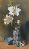 ANGELL COLEMAN Helen Cordelia Azaleas In A Blue And White Vase ANGELL COLEMAN Helen Cordelia Azaleas In A Blue And White Vase