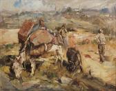 ANGELO ADELINO Paisagem Com Lavradores E Burro ANGELO ADELINO Paisagem Com Lavradores E Burro