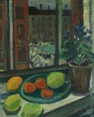 Angelo Carl Christian Still Life In A Window With Fruits And Flower Angelo Carl Christian Still Life In A Window With Fruits And Flower