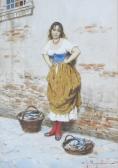 ANGIOLINI D G Children And A Lady Selling Fish ANGIOLINI D G Children And A Lady Selling Fish