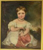 ANGLO AMERICAN SCHOOL Seated Child Holding A Kitten ANGLO AMERICAN SCHOOL Seated Child Holding A Kitten