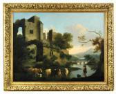 ANGLO IRISH SCHOOL Ruins In A Landscape With A Boy And His Dog And Cattle, The Wicklow Mountains Beyond ANGLO IRISH SCHOOL Ruins In A Landscape With A Boy And His Dog And Cattle, The Wicklow Mountains Beyond