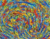 ANGUS GREG The Dynamic Abstract Composition Showing A Vortex Of Vibrant Colors In Mainly Blues, Yellows And Oranges ANGUS GREG The Dynamic Abstract Composition Showing A Vortex Of Vibrant Colors In Mainly Blues, Yellows And Oranges
