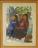 ANHALZER FISCH Olga Portrait Of Two Seated Ecuadorian Women ANHALZER FISCH Olga Portrait Of Two Seated Ecuadorian Women