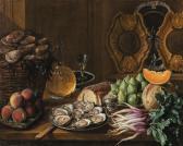 ANITCHKOF Alexandre Abanquet Still-life With Oysters, Figs, Peaches, Radishes And A Melon Together With Bread, Wine, Glassesand Gold And Silver Platters ANITCHKOF Alexandre Abanquet Still-life With Oysters, Figs, Peaches, Radishes And A Melon Together With Bread, Wine, Glassesand Gold And Silver Platters