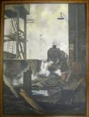 ANNABLE Peter A Railway Yard With A Steam Train Approaching A Water Tower ANNABLE Peter A Railway Yard With A Steam Train Approaching A Water Tower