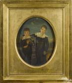 ANNESLEY William Portrait Of Two Brothers And Their Cat ANNESLEY William Portrait Of Two Brothers And Their Cat