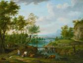 ANTHONISSEN Henricus Josephus Vast Riverscape With Horsemen And Shepherds With Their Cattle ANTHONISSEN Henricus Josephus Vast Riverscape With Horsemen And Shepherds With Their Cattle
