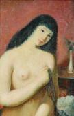 ANZIL Giovanni Toffolo Seated Raven-haired Female Nude ANZIL Giovanni Toffolo Seated Raven-haired Female Nude