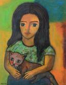 ARAUZ Felix Portrait Of A Girl With Cat ARAUZ Felix Portrait Of A Girl With Cat