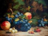 ARCHIBALD MAJOR HENRY Still Life Of Fruit Against A Mossy Bank ARCHIBALD MAJOR HENRY Still Life Of Fruit Against A Mossy Bank