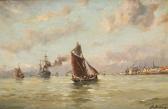 ARDEN Henri Barques De Pêche Et Vapeur Se Croisant ARDEN Henri Barques De Pêche Et Vapeur Se Croisant