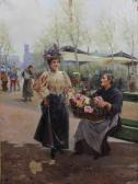 ARGELES M. Femmes Au Panier De Fleurs ARGELES M. Femmes Au Panier De Fleurs