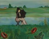 ARGUTO ROSANNA Paesaggio Con Figura Femminile Seduta ARGUTO ROSANNA Paesaggio Con Figura Femminile Seduta