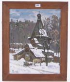 Aristov Ivan Horse-drawn Sleigh Outside A Church Aristov Ivan Horse-drawn Sleigh Outside A Church