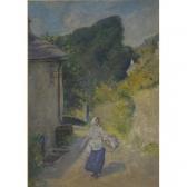 ARMSTRONG James Young Girl Carrying Basket In A Country Lane ARMSTRONG James Young Girl Carrying Basket In A Country Lane