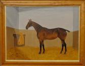 ARMSTRONG W. Equine Portrait Of A Horse In A Box Stall And Blanket Draped Over A Hayrack ARMSTRONG W. Equine Portrait Of A Horse In A Box Stall And Blanket Draped Over A Hayrack