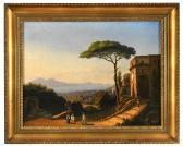 ARNOLD George A View Over The Bay Of Naples With Figures In The Foreground And Vesuvius Beyond ARNOLD George A View Over The Bay Of Naples With Figures In The Foreground And Vesuvius Beyond