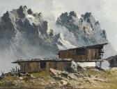 ARNOLD-GRABONE Georg Mountain View With Alpine Huts ARNOLD-GRABONE Georg Mountain View With Alpine Huts