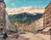 ARNOLD Rudolf "innsbruck - Maria Theresienstraße Mitannasäule Und Schneebedeckter Nordkette" ARNOLD Rudolf "innsbruck - Maria Theresienstraße Mitannasäule Und Schneebedeckter Nordkette"