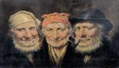 ARREGUI Román Porträts Zweier Rauchender Bauern Und Einer Bäuerin. ARREGUI Román Porträts Zweier Rauchender Bauern Und Einer Bäuerin.
