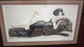 ARTIT Guy Femme Couchée Sur Une Peau De Lion Gravured ARTIT Guy Femme Couchée Sur Une Peau De Lion Gravured