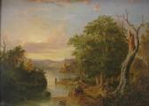 ARY Henry Hudson River Landscape With Figures And A Castle ARY Henry Hudson River Landscape With Figures And A Castle