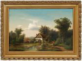 Asbeck A. Spätromantische Sommerlandschaft Mit Wassermühle Asbeck A. Spätromantische Sommerlandschaft Mit Wassermühle