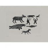 ASHOONA Ottochie Untitled (double Print Of Hunters And Animals) ASHOONA Ottochie Untitled (double Print Of Hunters And Animals)