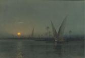 ASHTON WILLIAM Feluccas On The Nile By Moonlight ASHTON WILLIAM Feluccas On The Nile By Moonlight