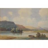 ASTON ROFFEY E Roffey Signed Watercolour, View Of A Moored Boat Before A Rolling Hills, 40cm X30cm Excluding The Frame ASTON ROFFEY E Roffey Signed Watercolour, View Of A Moored Boat Before A Rolling Hills, 40cm X30cm Excluding The Frame