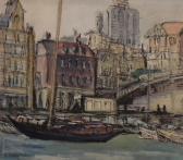 ATHERTON D. City River Scene With Boats To Foreground ATHERTON D. City River Scene With Boats To Foreground