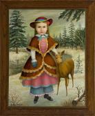 ATTARDI THOMAS Portrait Of Girl With Deer In Winter Setting. ATTARDI THOMAS Portrait Of Girl With Deer In Winter Setting.