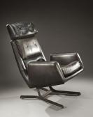 AUDEBERT Jean Pierre Fauteuil En Cuir Noir AUDEBERT Jean Pierre Fauteuil En Cuir Noir