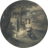 AUGERON Viriginie Self-portrait Of The Artist With Easel And Palette AUGERON Viriginie Self-portrait Of The Artist With Easel And Palette