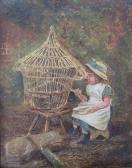AUSTEN Alexander Child With Bird In Cage AUSTEN Alexander Child With Bird In Cage