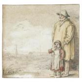 AVERCAMP Hendrick A Man And An Eating Child In A Landscape, A Village To The Left AVERCAMP Hendrick A Man And An Eating Child In A Landscape, A Village To The Left