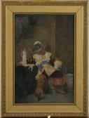 BÖRJESSON Agnes, Agneta Interiör Med Man Med Värja I 1600-talsdräkt BÖRJESSON Agnes, Agneta Interiör Med Man Med Värja I 1600-talsdräkt
