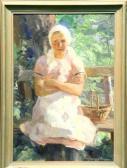 BÜCHNER Gustav Johannes Young Girl Seated In The Sunlight BÜCHNER Gustav Johannes Young Girl Seated In The Sunlight