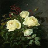 BAADSGAARD Alfrida V. Ludovica A Wasp Buzzing Around A Bouquet Of White Roses BAADSGAARD Alfrida V. Ludovica A Wasp Buzzing Around A Bouquet Of White Roses