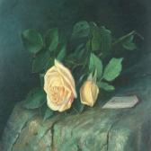 BAADSGAARD Alfrida V. Ludovica Roses On A Stone Bench Signed Alfrida Baadsgaard BAADSGAARD Alfrida V. Ludovica Roses On A Stone Bench Signed Alfrida Baadsgaard