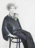 BADGLEY ARNOUX ELAINE Portrait Of Dodie Rosekrans With Green Brooch BADGLEY ARNOUX ELAINE Portrait Of Dodie Rosekrans With Green Brooch