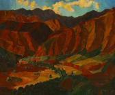 BAER Kurt Landscape - "sanctuary" Titled On Exhibition Label Verso S & Dated L/l: Kurt Baer 1948 O/c 25x3 BAER Kurt Landscape - "sanctuary" Titled On Exhibition Label Verso S & Dated L/l: Kurt Baer 1948 O/c 25x3